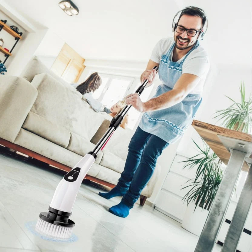 Cleaning Brush Cordless Rotating Telescopic Handle 7 Heads