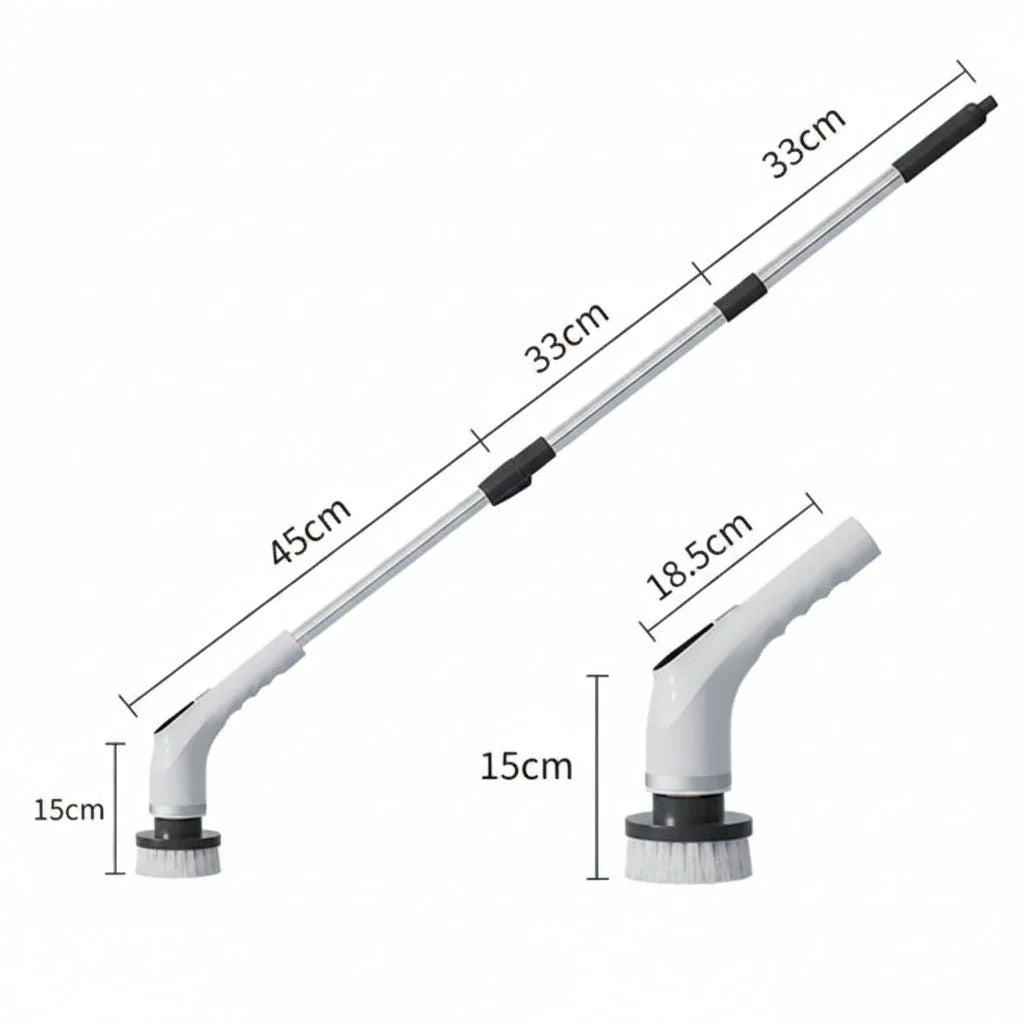 Cleaning Brush Cordless Rotating Telescopic Handle 7 Heads