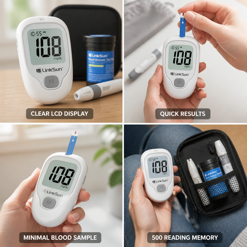 Clear LCD 500-Reading Blood Glucose Meter