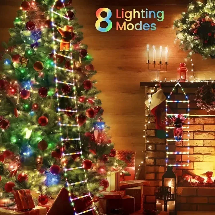 Climbing Santa Claus Decoration With LED Ladder
