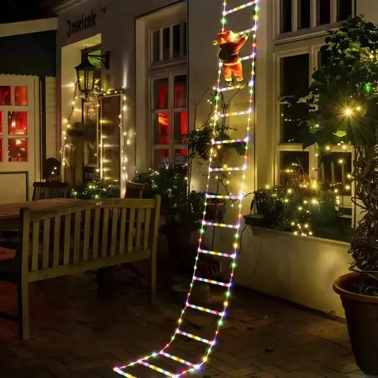 Climbing Santa Claus Decoration With LED Ladder