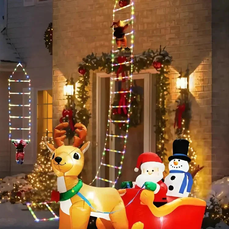 Climbing Santa Claus Decoration With LED Ladder