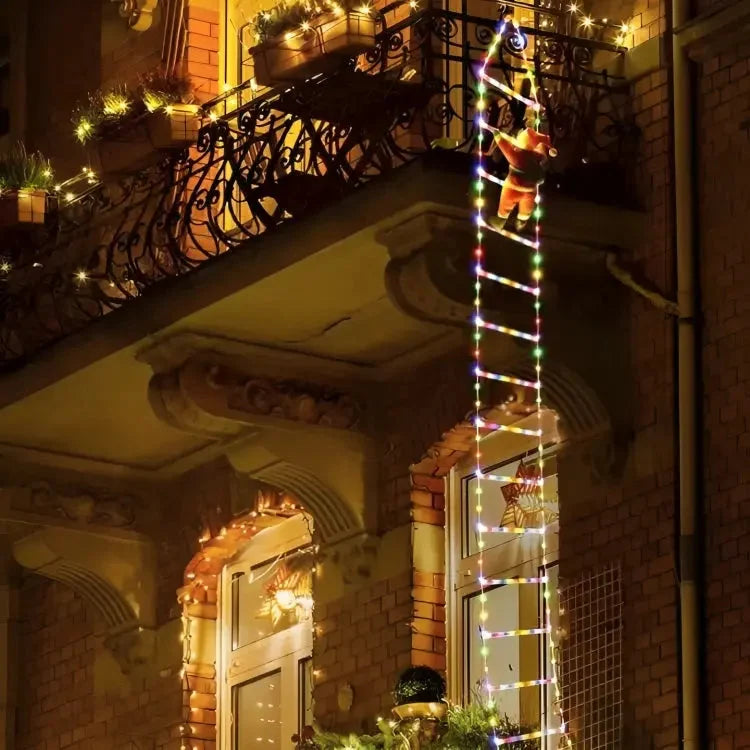 Climbing Santa Claus Decoration With LED Ladder