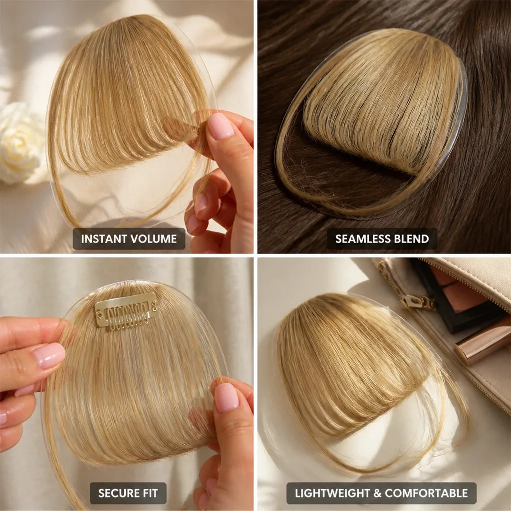 Clip-In Hair Extensions Human Hair Wispy Bangs & Voluminous Curls