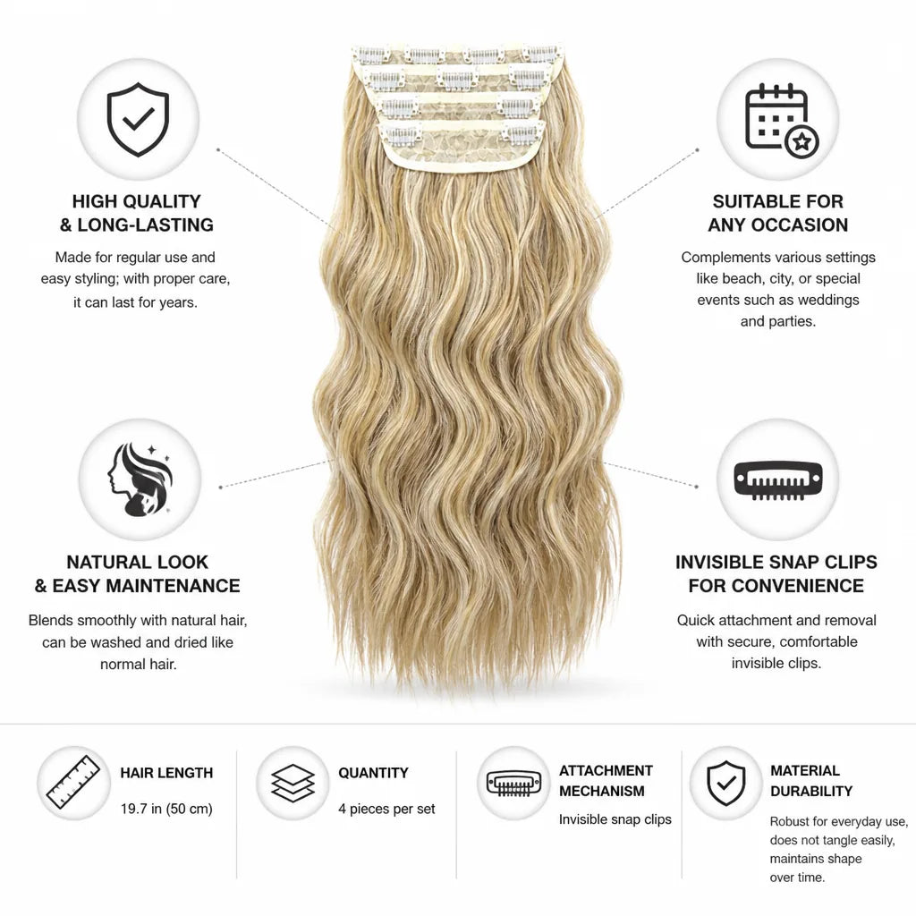 Clip-In Hair Extensions Invisible Snap Clips 50 cm