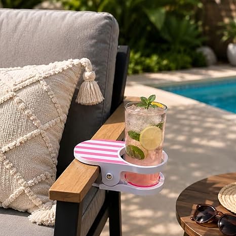 Clip-On Drink Holder Secure Spring Clamp Tool-Free