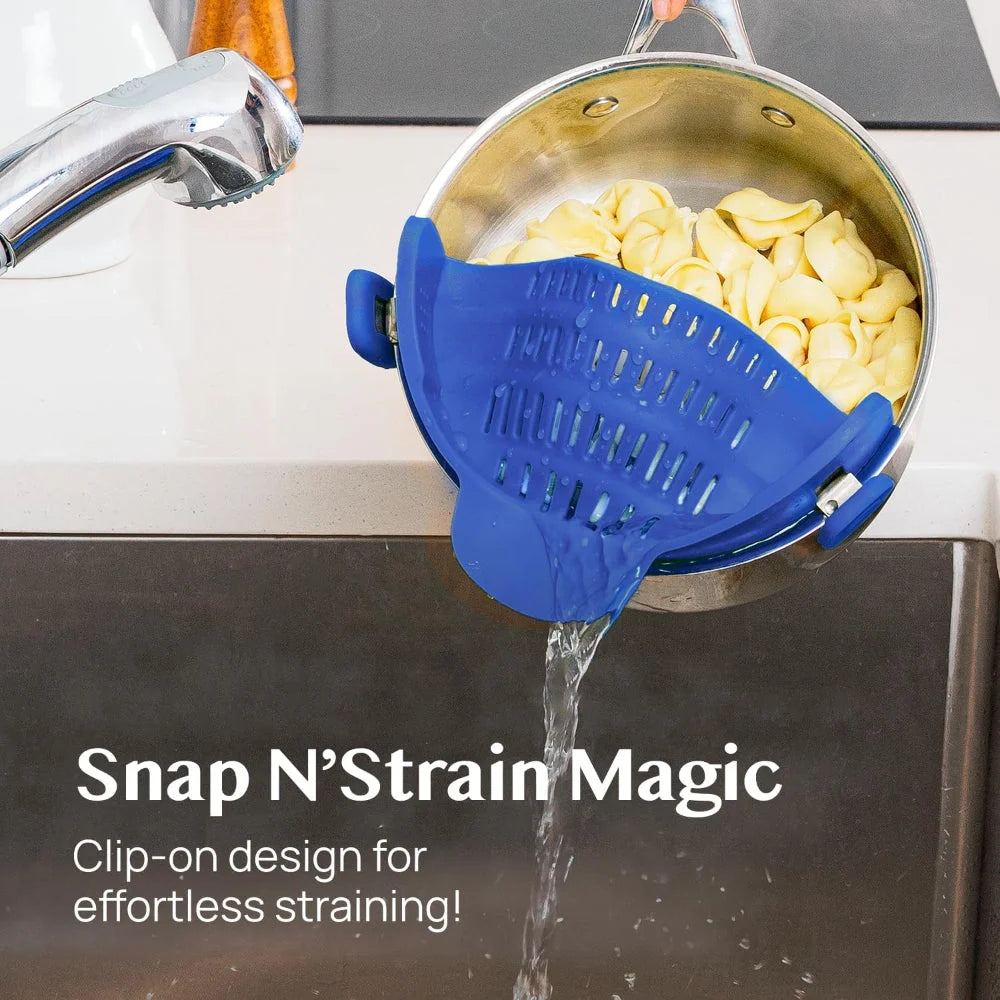 Clip-On Pot Strainer Heat-Resistant Silicone In-Pan Draining