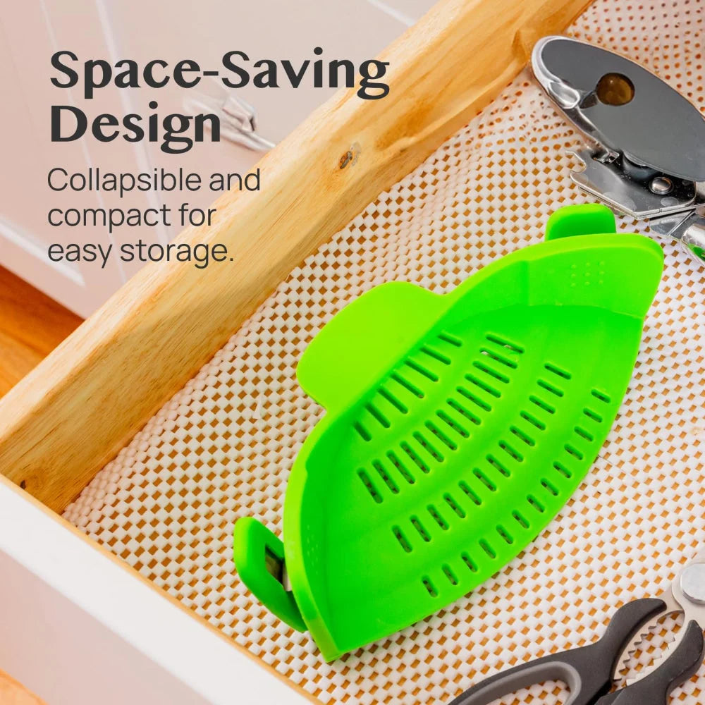 Clip-On Pot Strainer Heat-Resistant Silicone In-Pan Draining