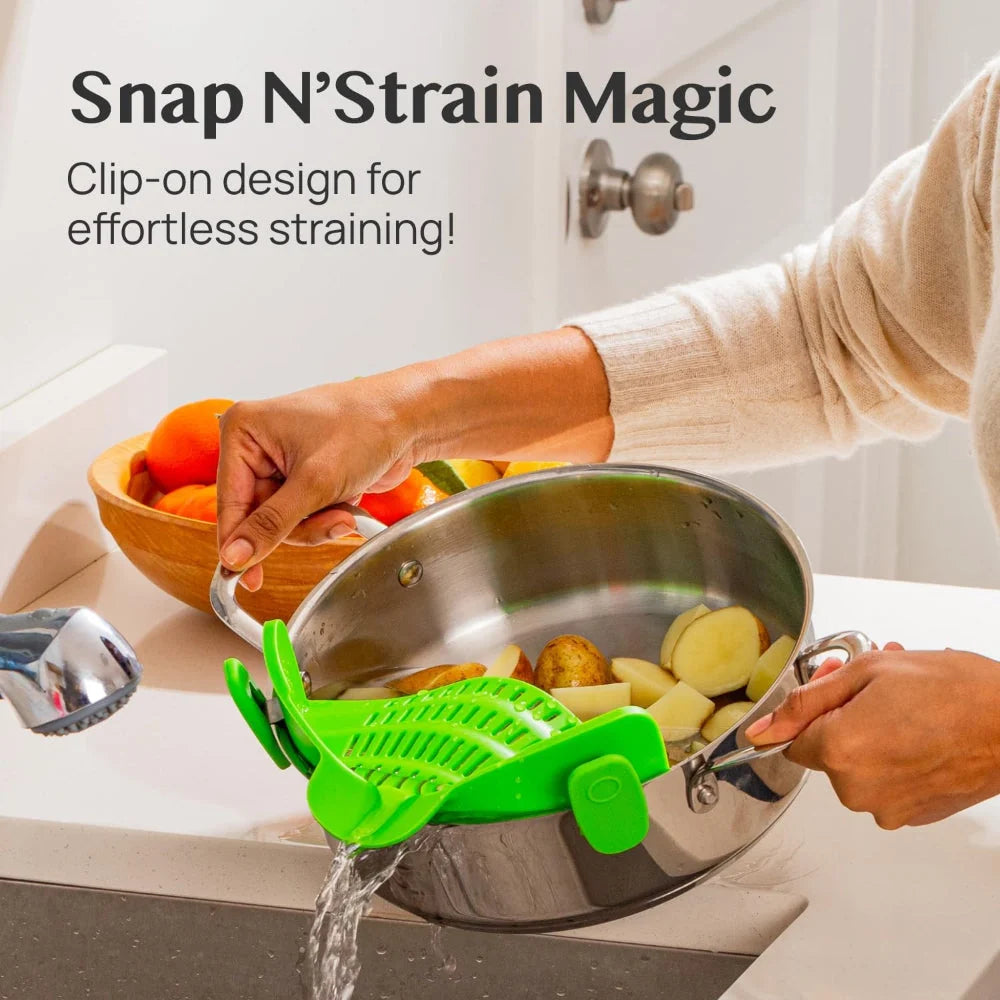 Clip-On Pot Strainer Heat-Resistant Silicone In-Pan Draining