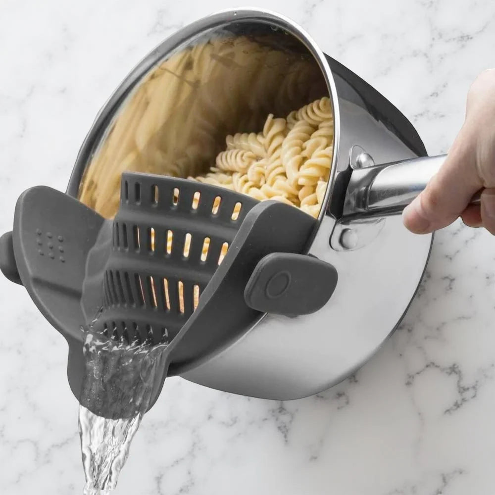 Clip-On Pot Strainer Heat-Resistant Silicone In-Pan Draining