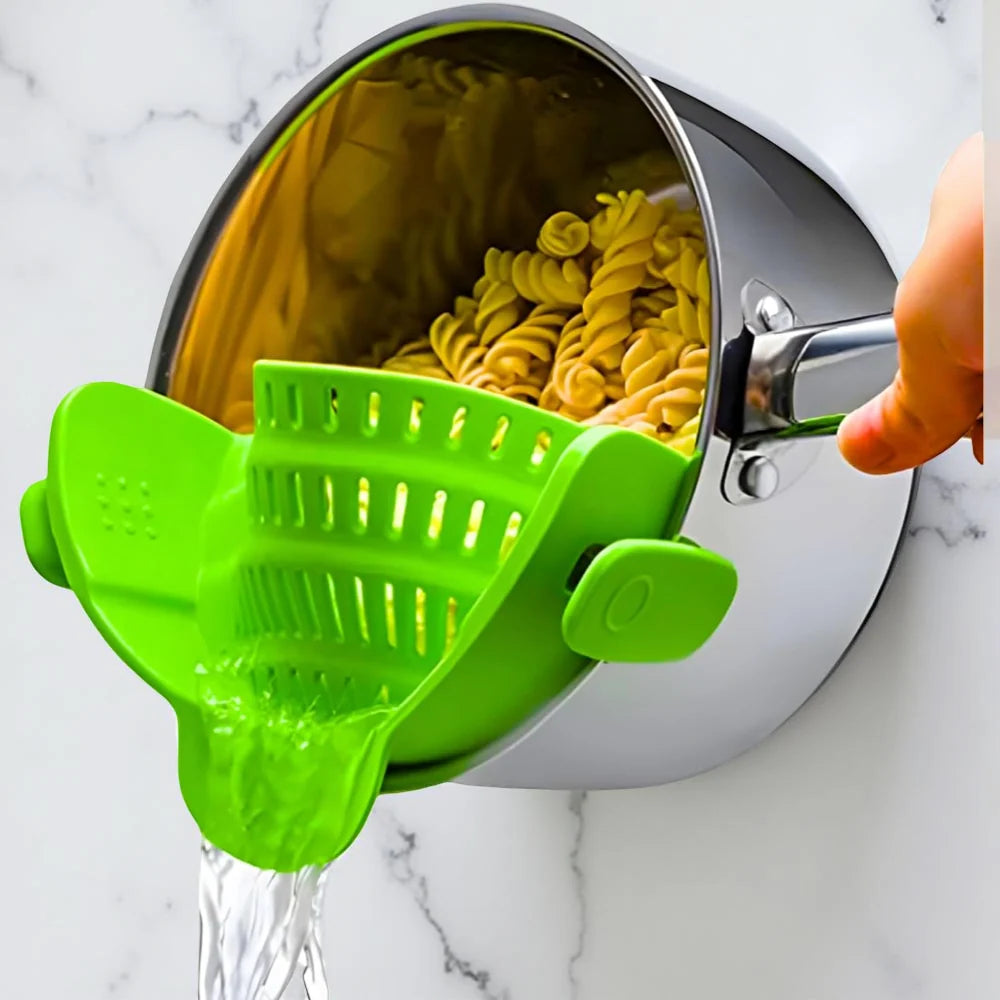 Clip-On Pot Strainer Heat-Resistant Silicone In-Pan Draining
