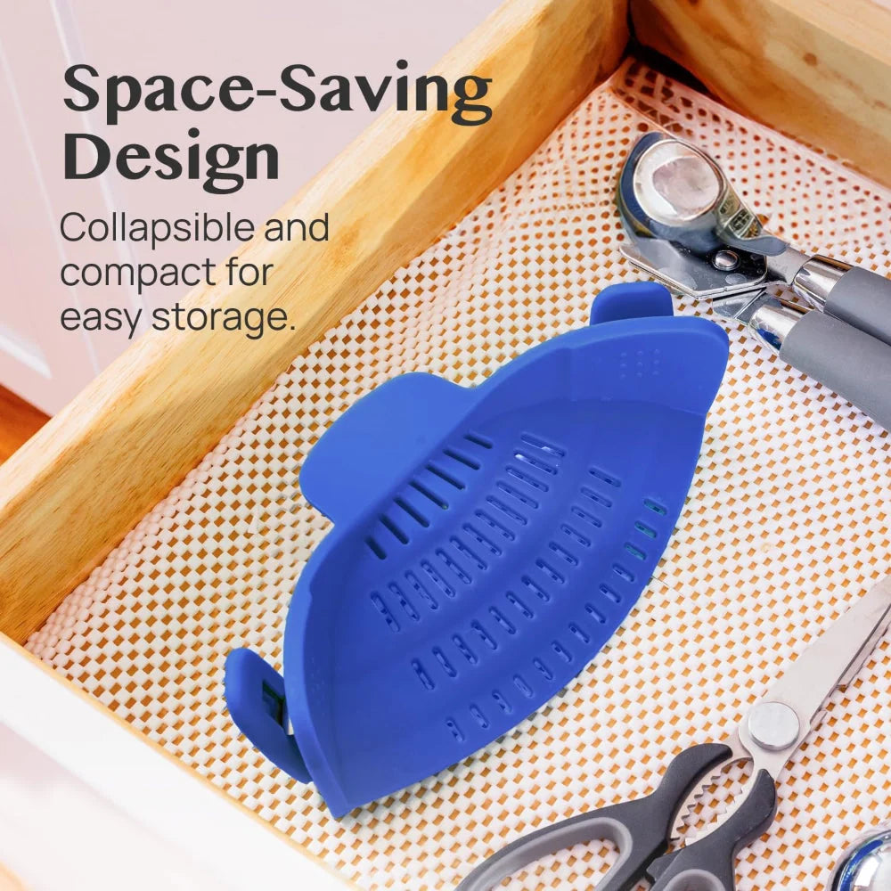 Clip-On Pot Strainer Heat-Resistant Silicone In-Pan Draining