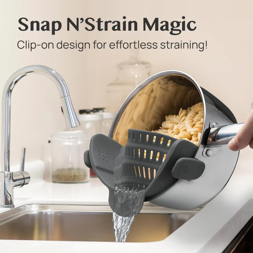 Clip-On Pot Strainer Heat-Resistant Silicone In-Pan Draining