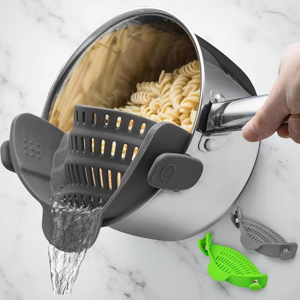 Clip-On Pot Strainer Heat-Resistant Silicone In-Pan Draining