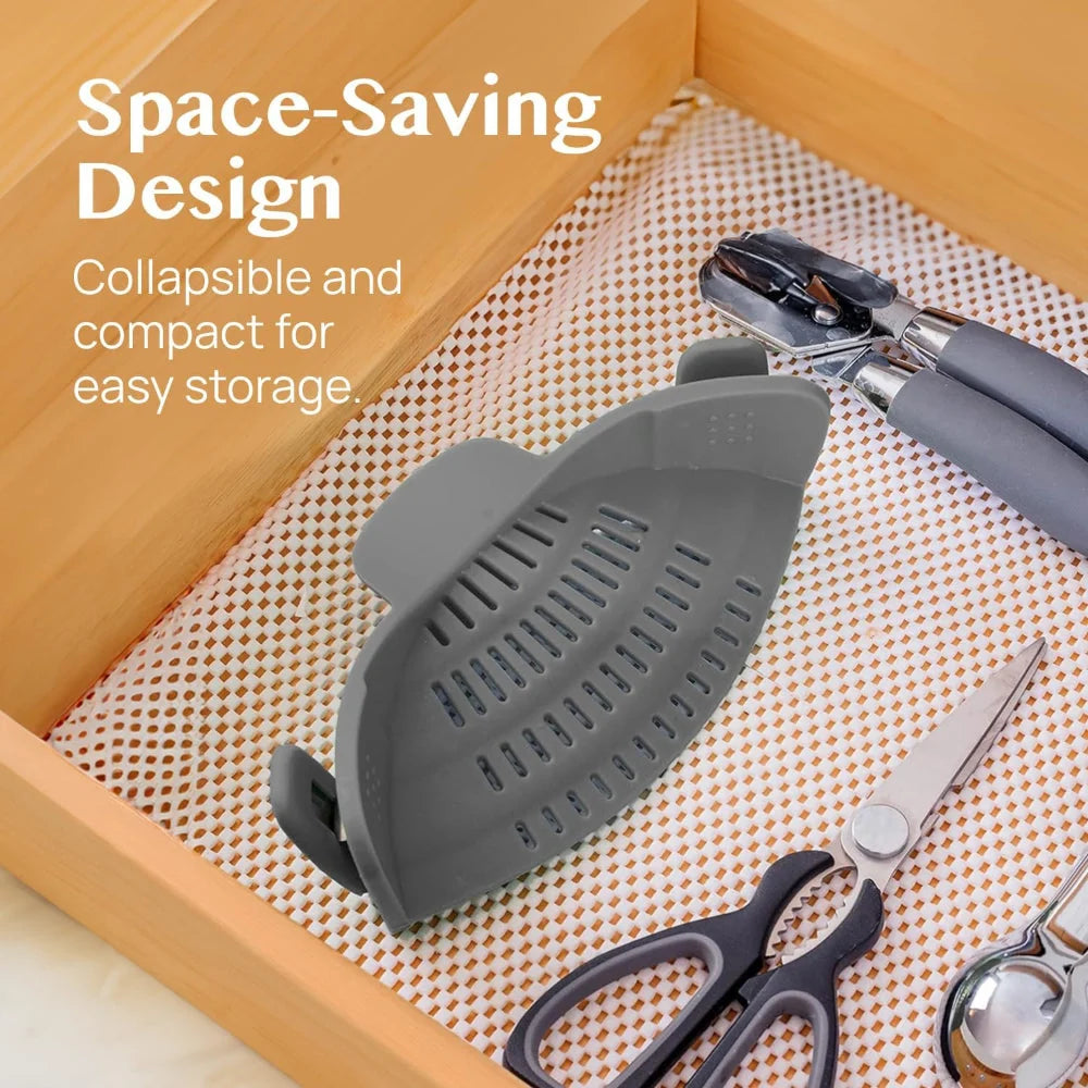 Clip-On Pot Strainer Heat-Resistant Silicone In-Pan Draining