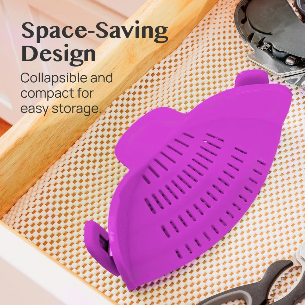 Clip-On Pot Strainer Heat-Resistant Silicone In-Pan Draining