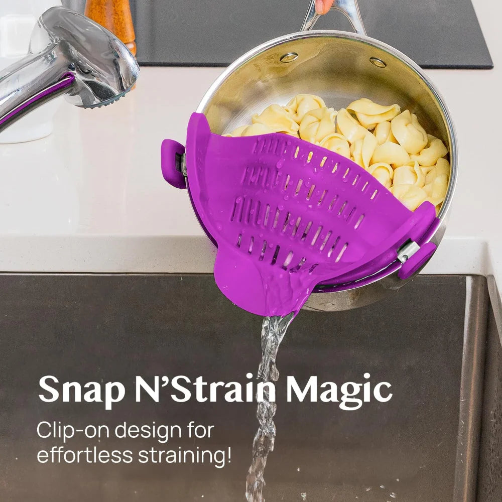 Clip-On Pot Strainer Heat-Resistant Silicone In-Pan Draining