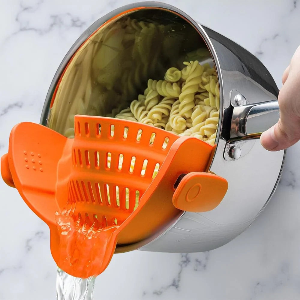 Clip-On Pot Strainer Heat-Resistant Silicone In-Pan Draining