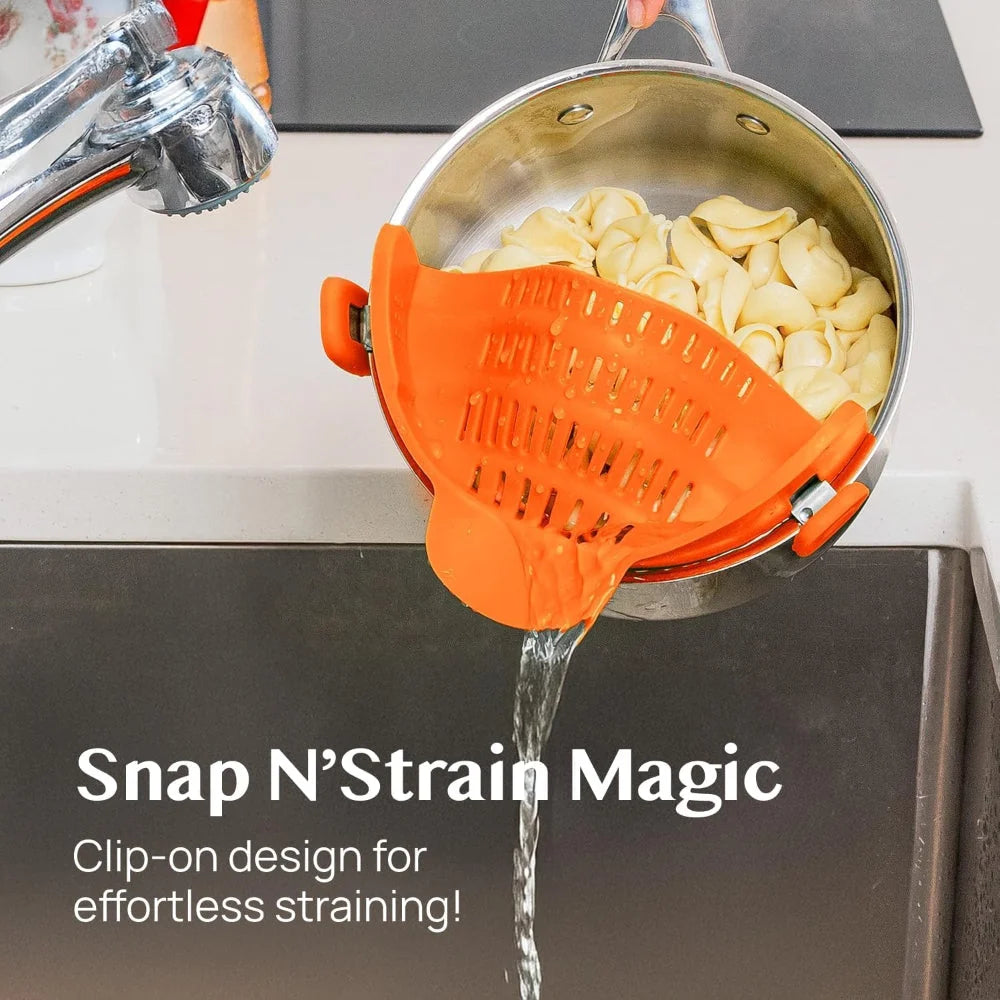 Clip-On Pot Strainer Heat-Resistant Silicone In-Pan Draining