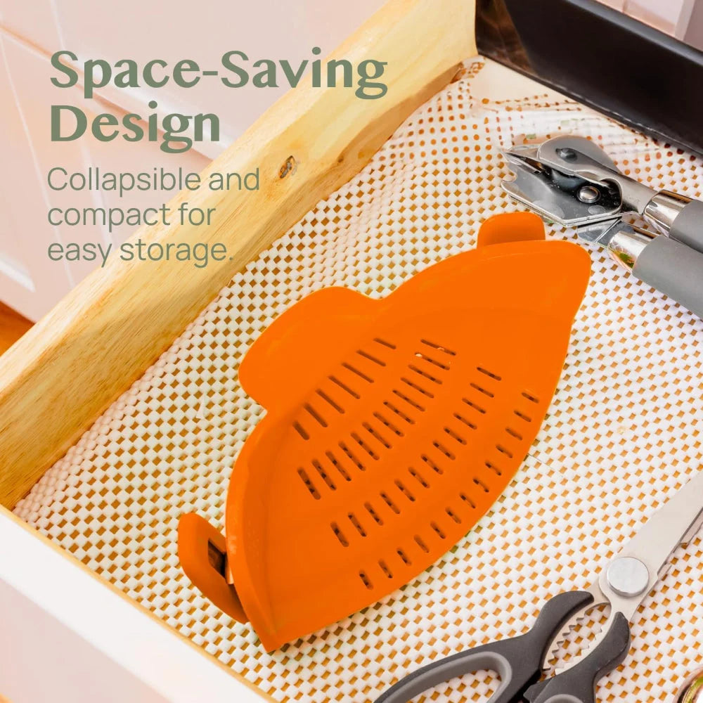 Clip-On Pot Strainer Heat-Resistant Silicone In-Pan Draining