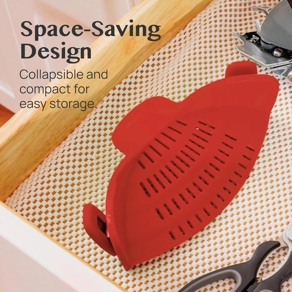 Clip-On Pot Strainer Heat-Resistant Silicone In-Pan Draining