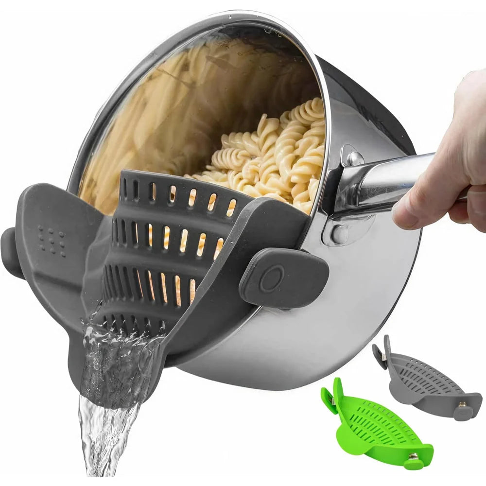Clip-On Pot Strainer Heat-Resistant Silicone In-Pan Draining