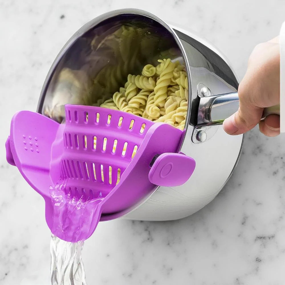 Clip-On Pot Strainer Heat-Resistant Silicone In-Pan Draining