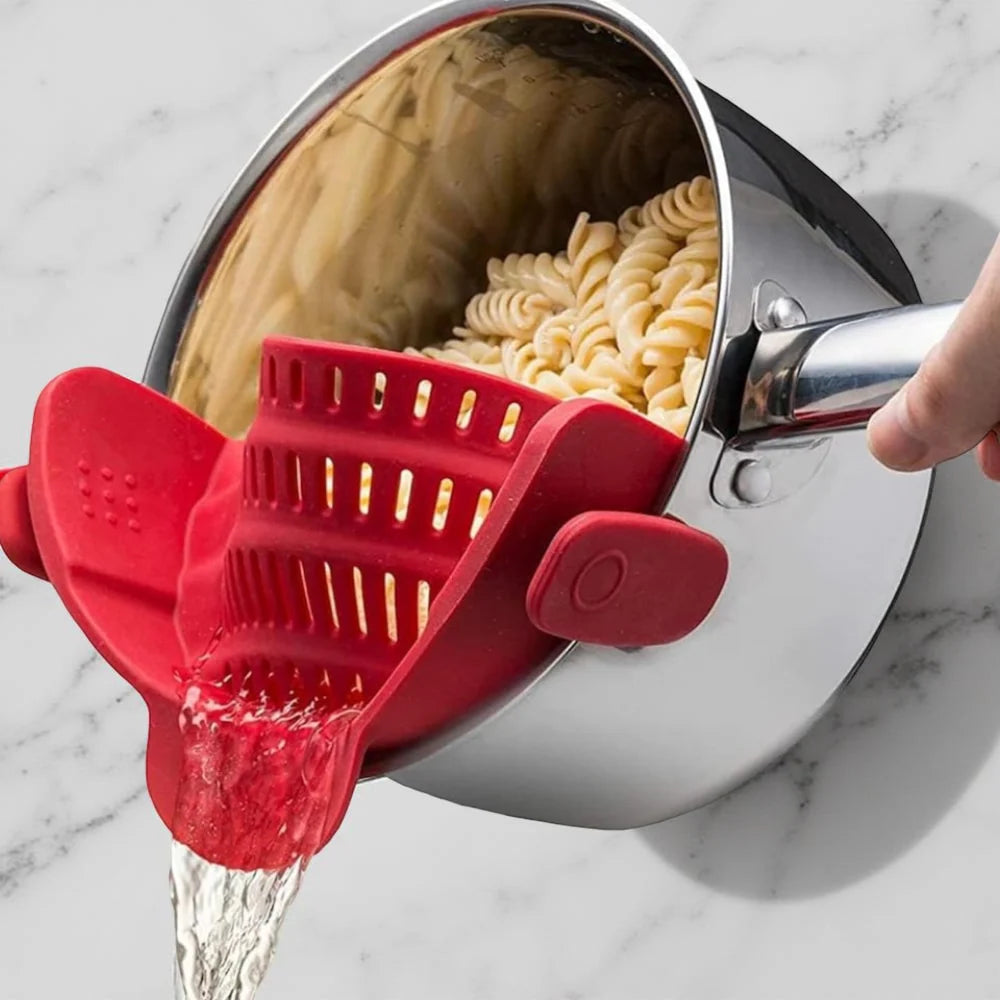 Clip-On Pot Strainer Heat-Resistant Silicone In-Pan Draining