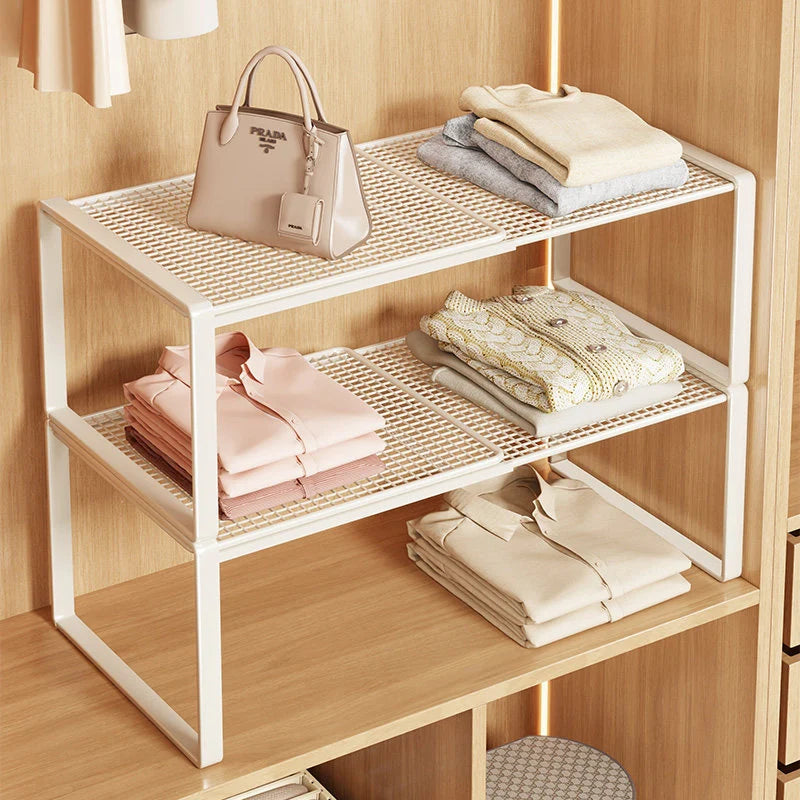 Closet Shelf Riser Expandable Steel Ventilated Grid Surface