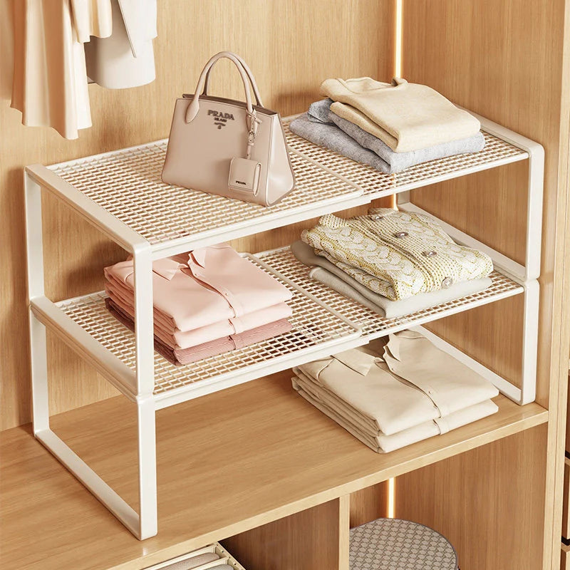 Closet Shelf Riser Expandable Steel Ventilated Grid Surface