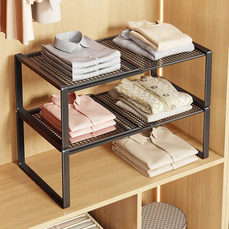 Closet Shelf Riser Expandable Steel Ventilated Grid Surface