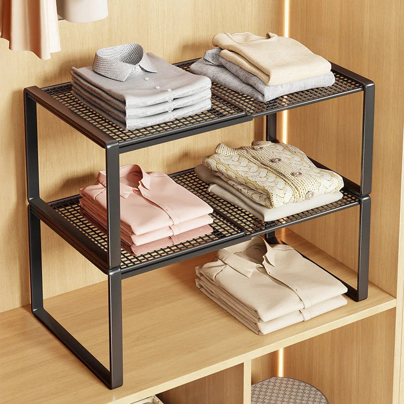 Closet Shelf Riser Expandable Steel Ventilated Grid Surface
