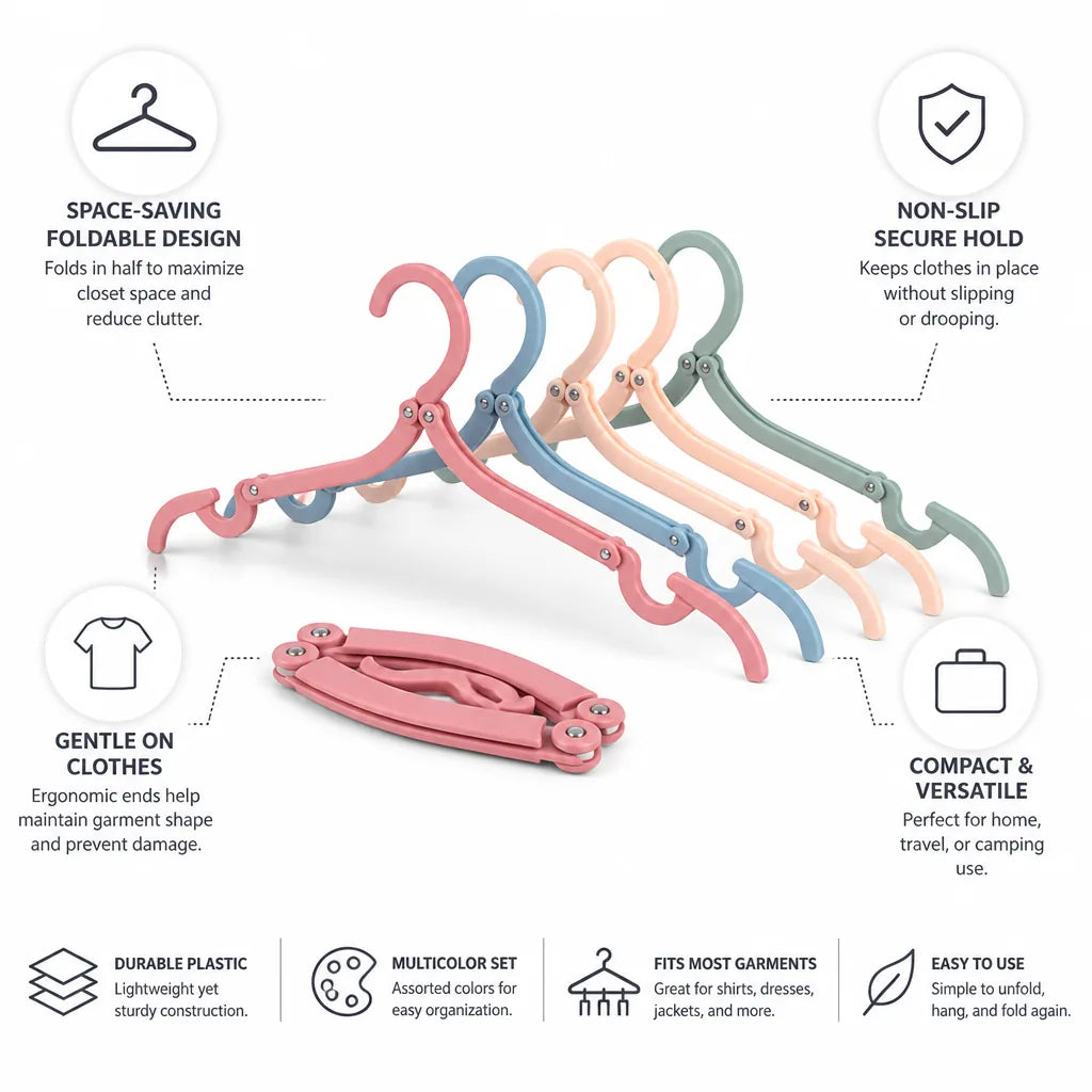 Clothes Hangers Foldable Non-Slip Set of 12