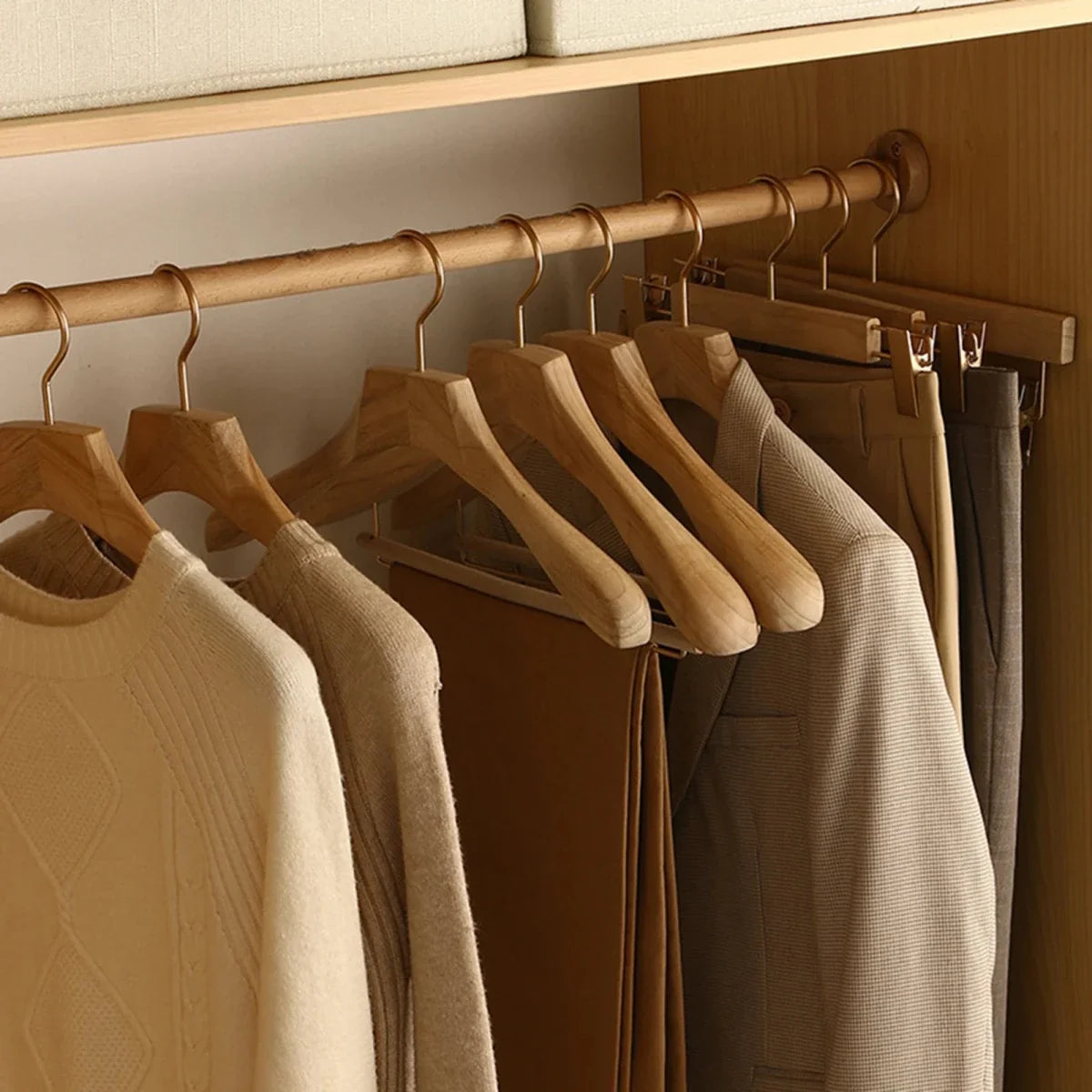 Clothes Hangers Wooden Wide Set of 3