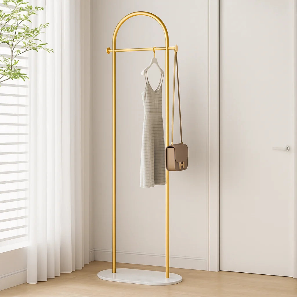 Clothes Rack Freestanding Metal Gold Finish