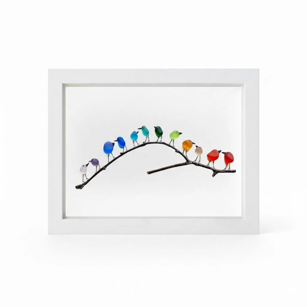 Coastal Wall Art Sea Glass & Driftwood Bird Motif