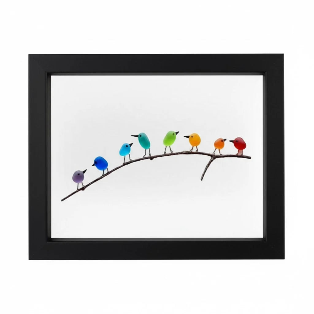 Coastal Wall Art Sea Glass & Driftwood Bird Motif