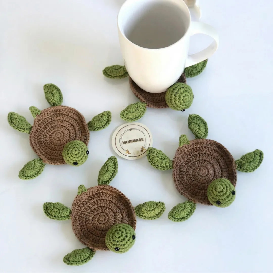 Coaster 3D Knitted Turtle Heat-Resistant Surface Protection
