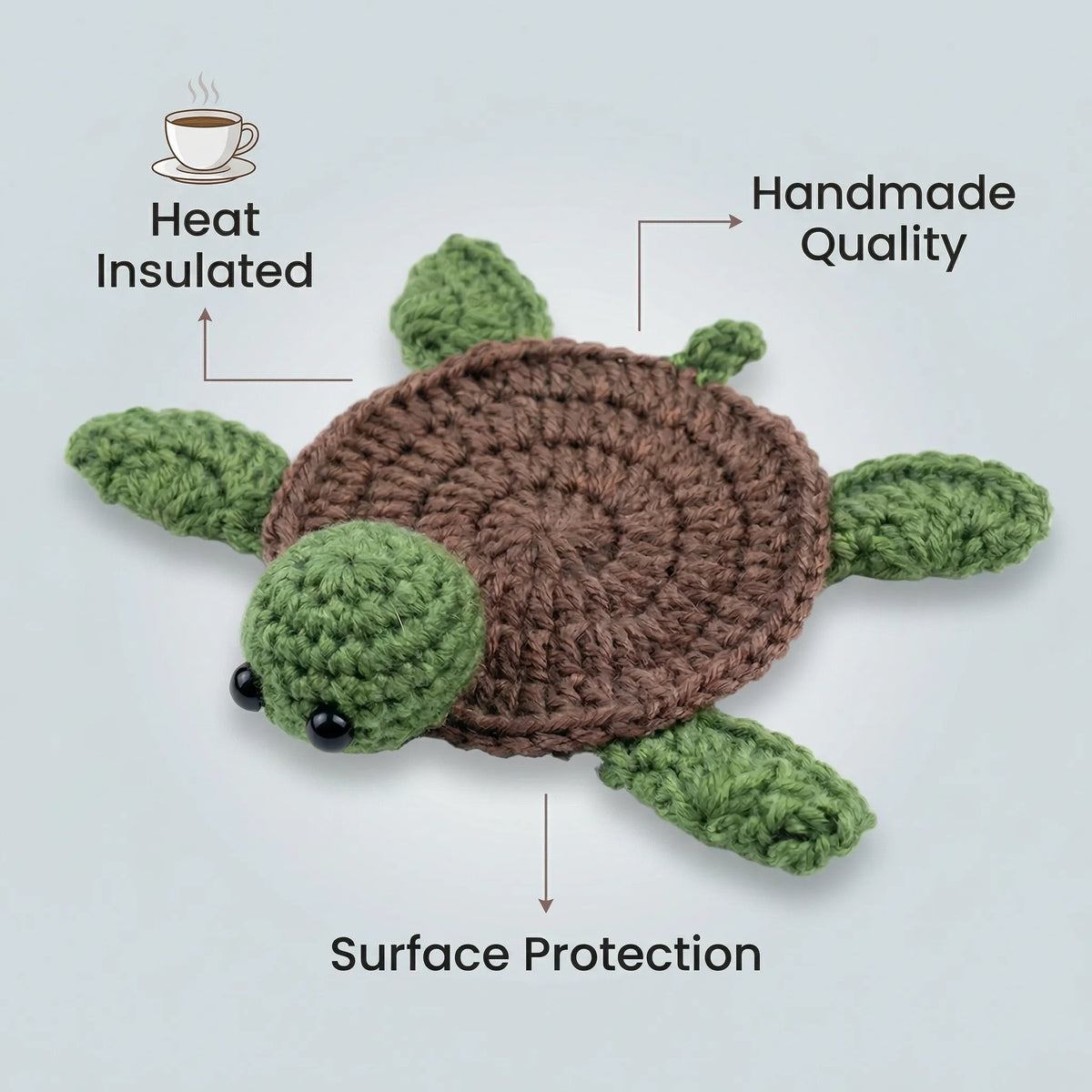 Coaster 3D Knitted Turtle Heat-Resistant Surface Protection