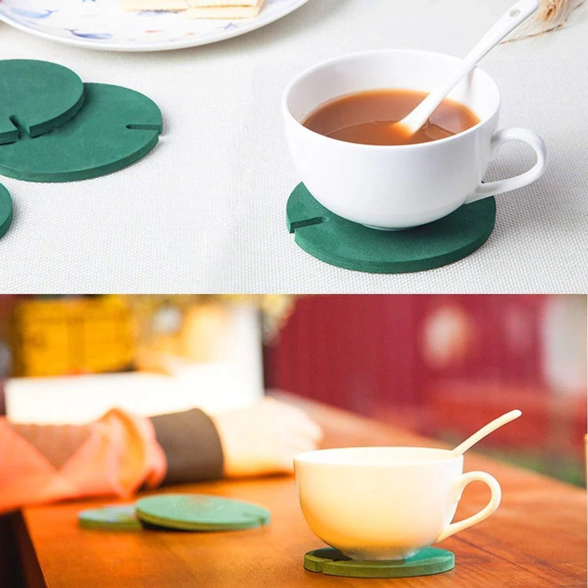 Coaster Set Cactus Design Heat-Resistant Waterproof