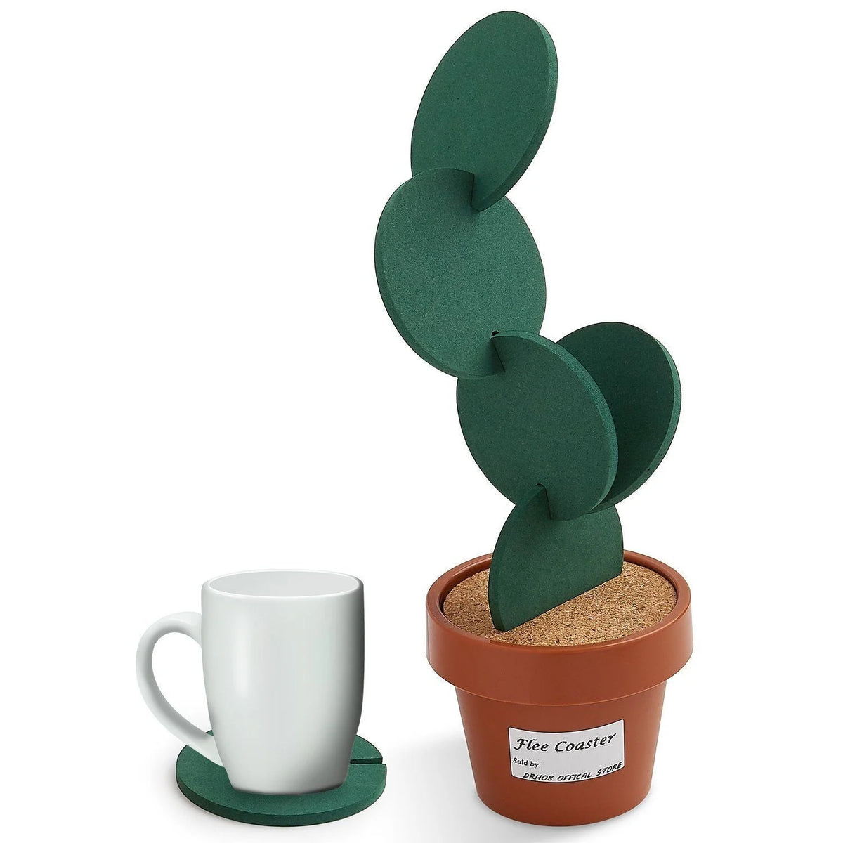Coaster Set Cactus Design Heat-Resistant Waterproof