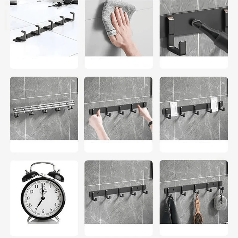 Coat Rack Wall-Mounted Metal Space-Saving Multiple Hooks