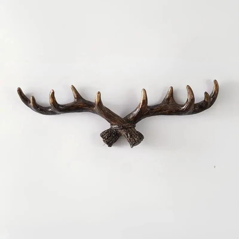 Coat Rack Wall-Mounted Rustic Antler Multiple Hooks