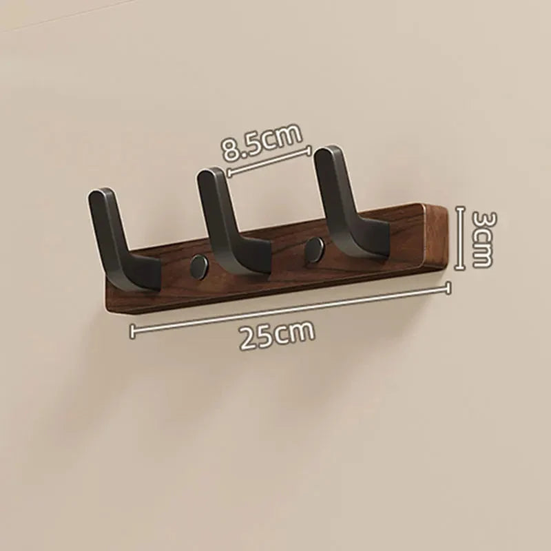 Coat Rack Wall-Mounted Solid Wood Backplate & Steel Hooks