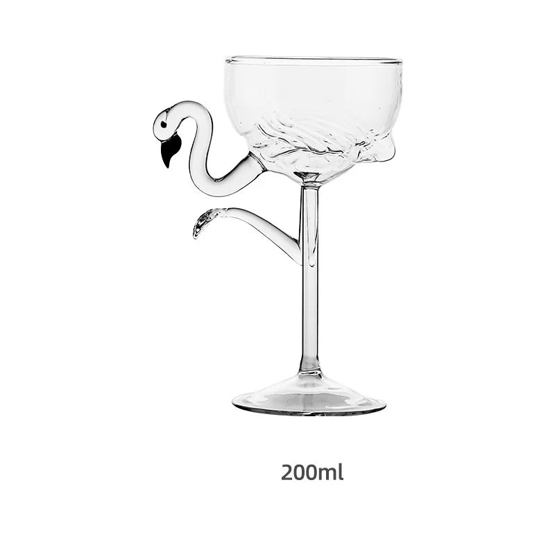 Cocktail Glass Pink Flamingo Stem Clear Glass Design