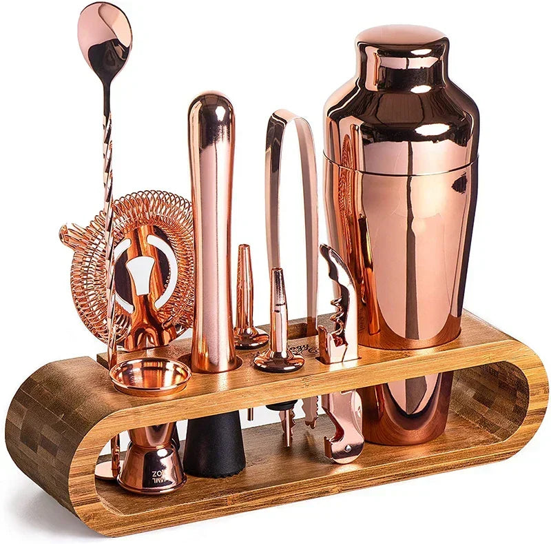 Cocktail Tool Set Stainless Steel 10-Piece With Stand
