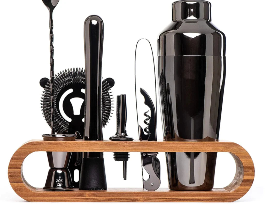 Cocktail Tool Set Stainless Steel 10-Piece With Stand