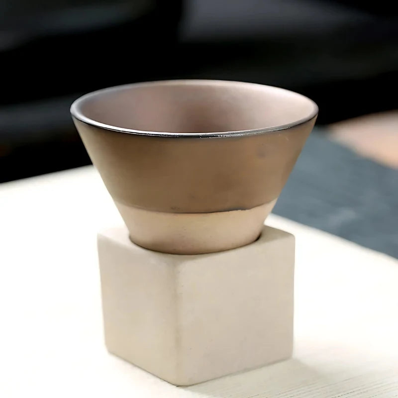 Coffee Cup Set Ceramic Holder Included Set of 2