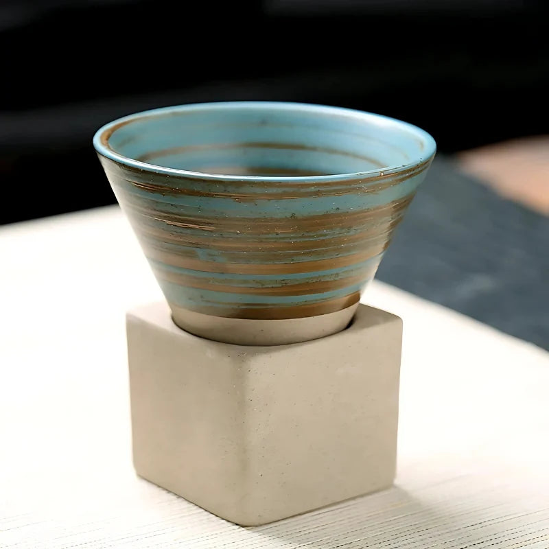 Coffee Cup Set Ceramic Holder Included Set of 2