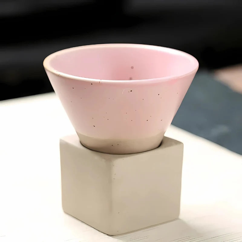 Coffee Cup Set Ceramic Holder Included Set of 2